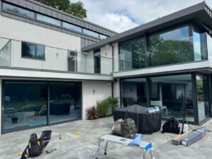Close-up of security window film on Epsom home windows